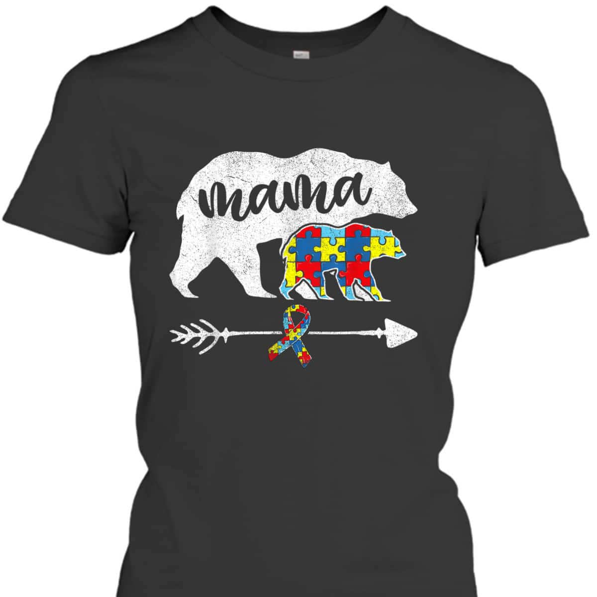 Autistic Kid Mama Bear, Autism Awareness Puzzle T-Shirt