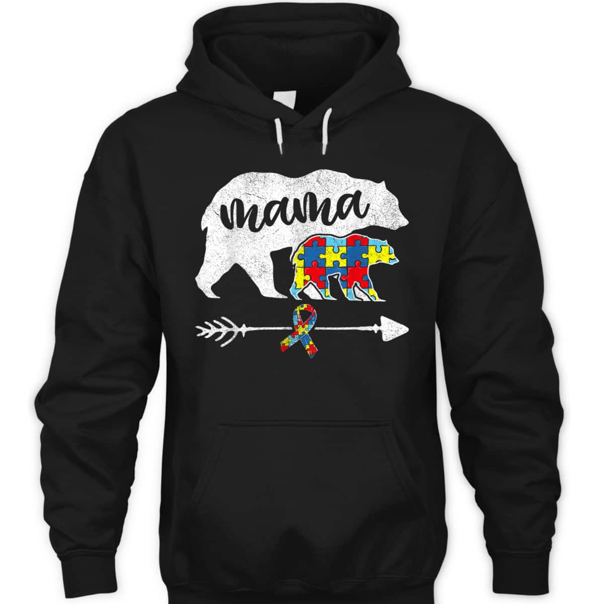 Autistic Kid Mama Bear, Autism Awareness Puzzle T-Shirt