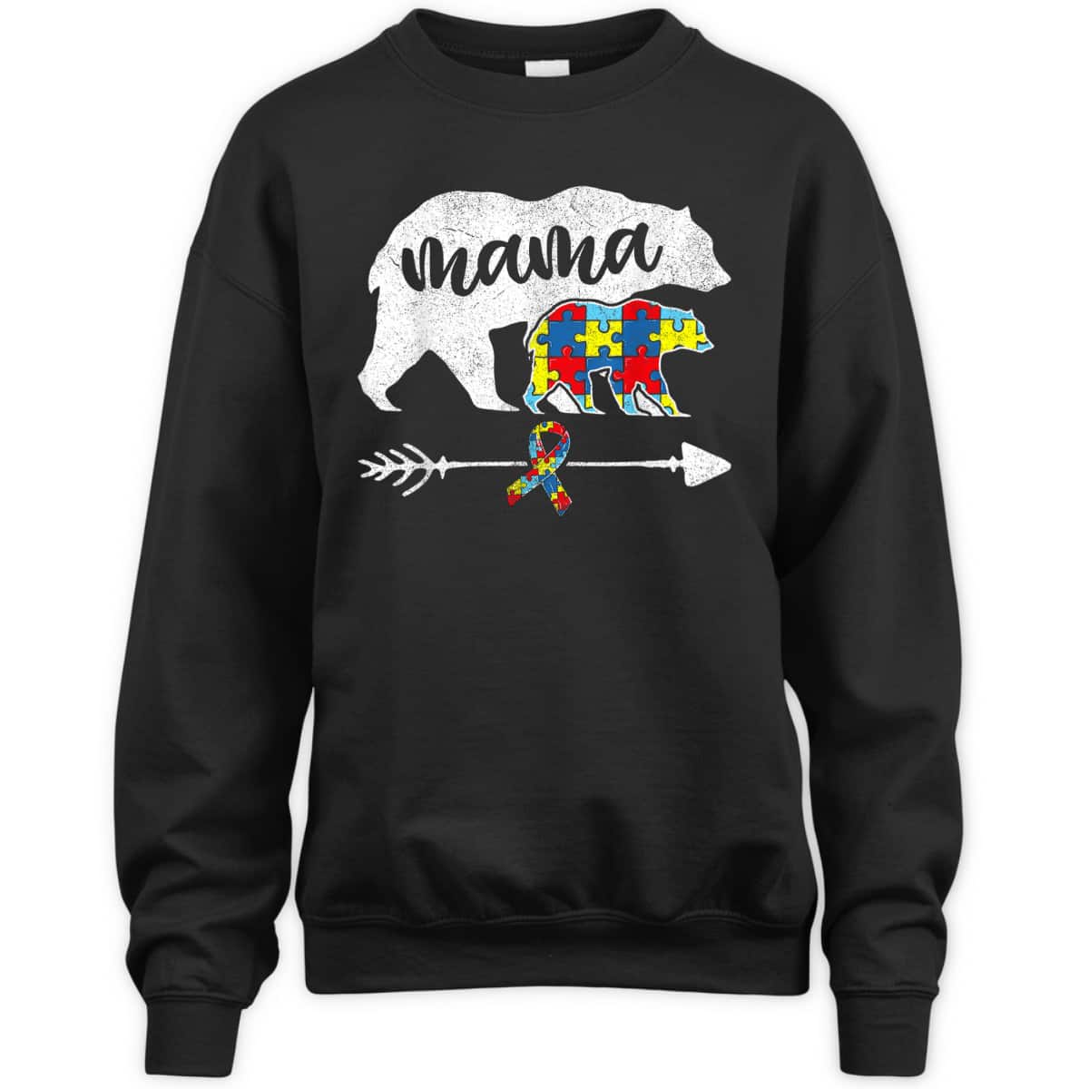 Autistic Kid Mama Bear, Autism Awareness Puzzle T-Shirt