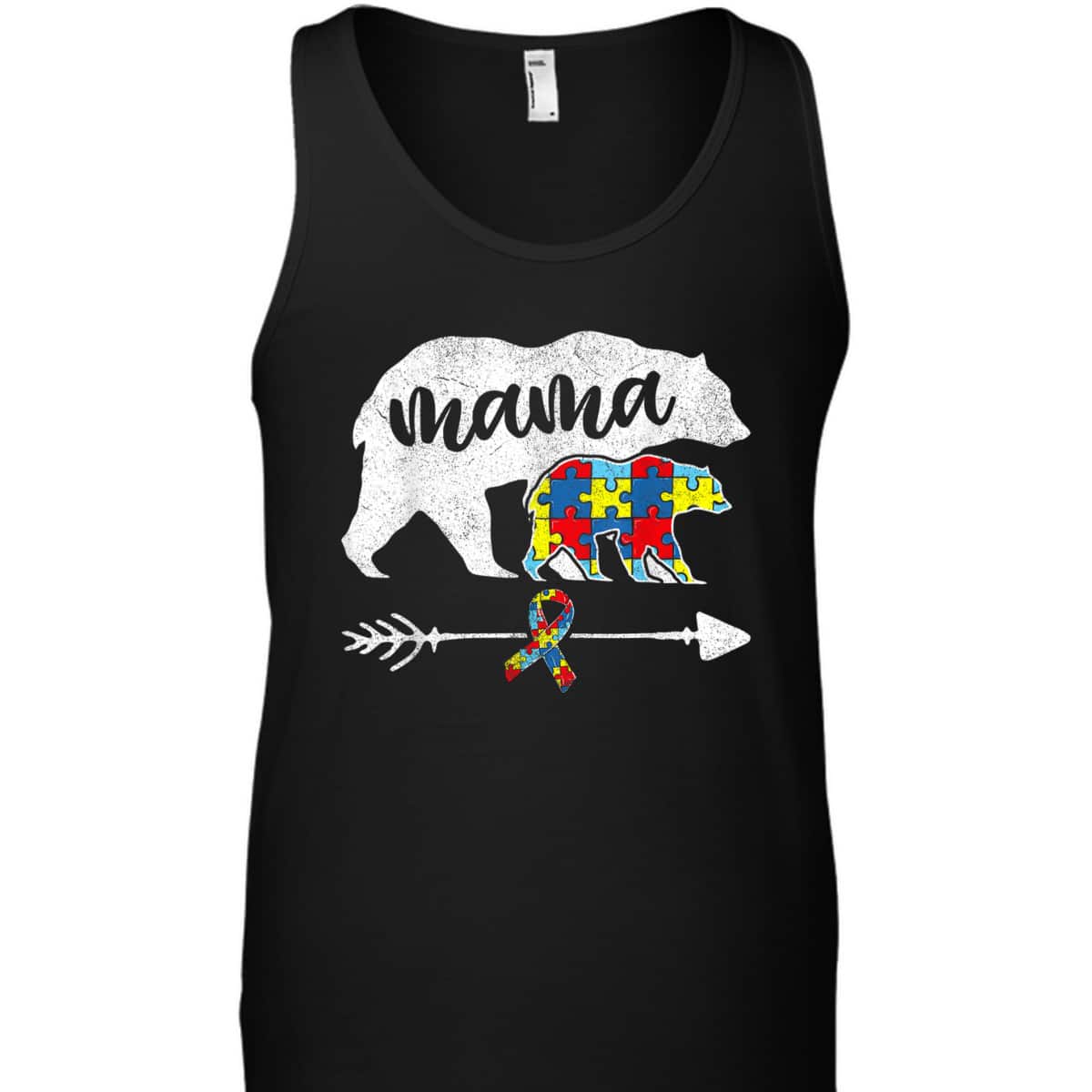 Autistic Kid Mama Bear, Autism Awareness Puzzle T-Shirt