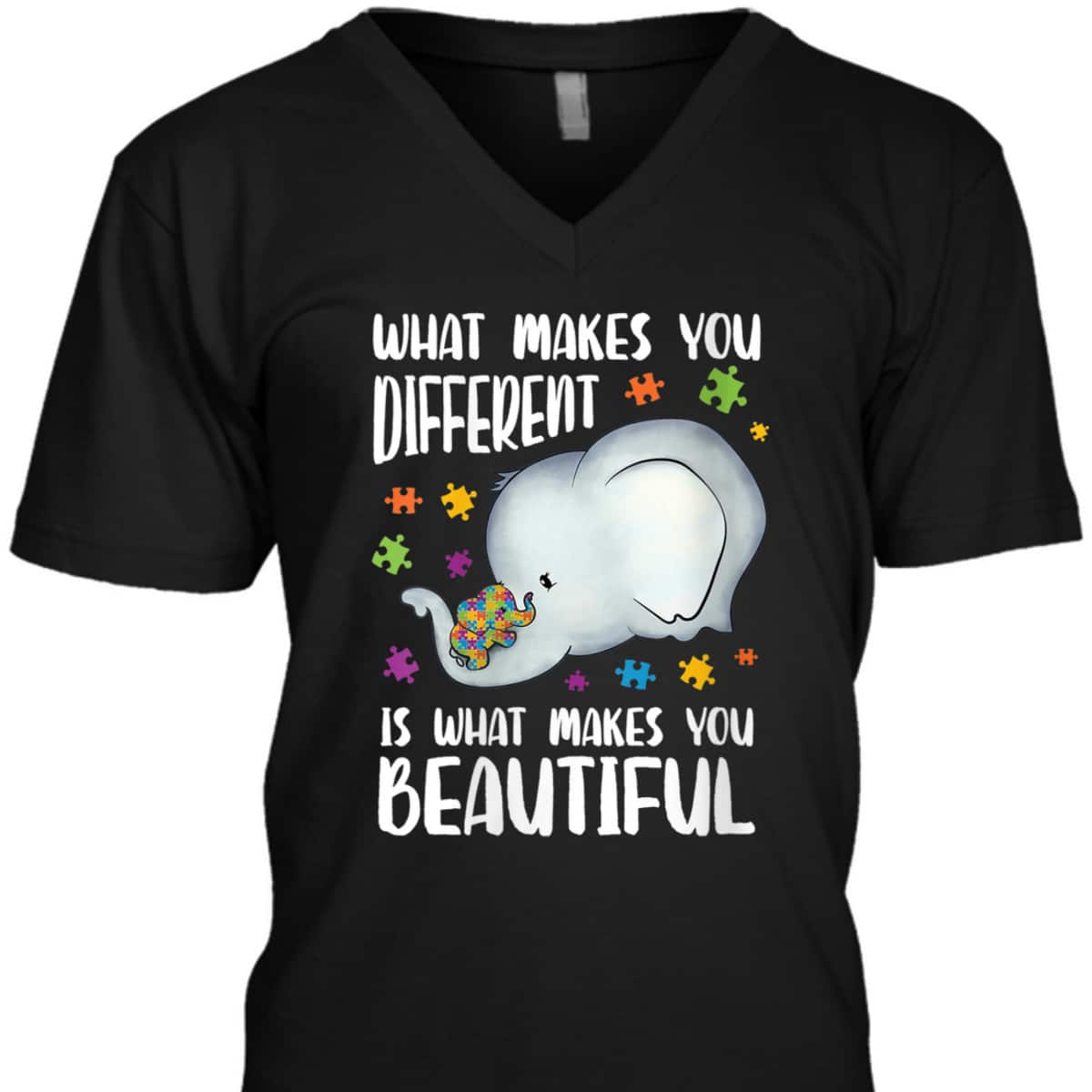 Womens Be Kind Baby Elephant Mom Autism Child Autism Awareness T-Shirt