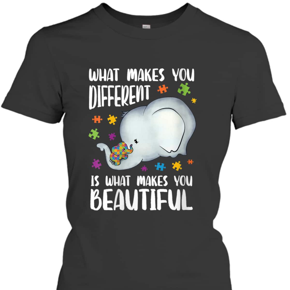 Womens Be Kind Baby Elephant Mom Autism Child Autism Awareness T-Shirt