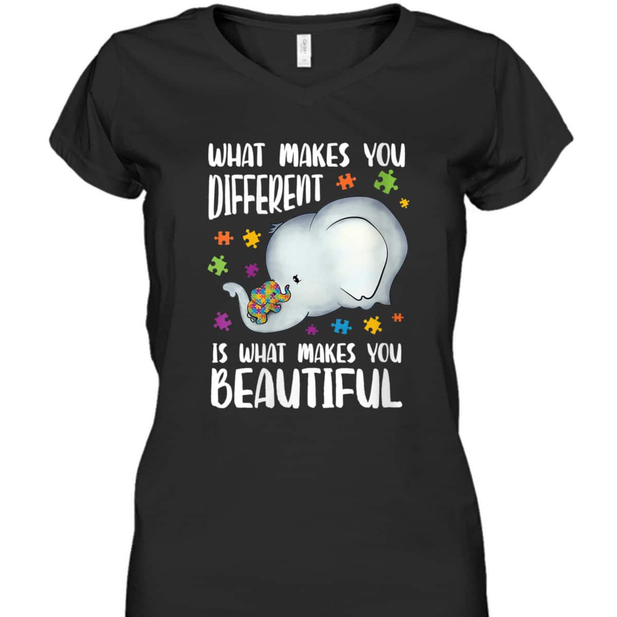 Womens Be Kind Baby Elephant Mom Autism Child Autism Awareness T-Shirt