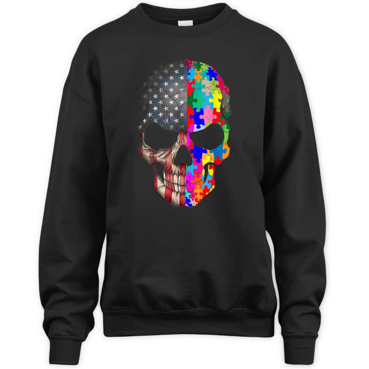 Autism Awareness Skull-puzzle-pieces Skull Autism Shir T-Shirt