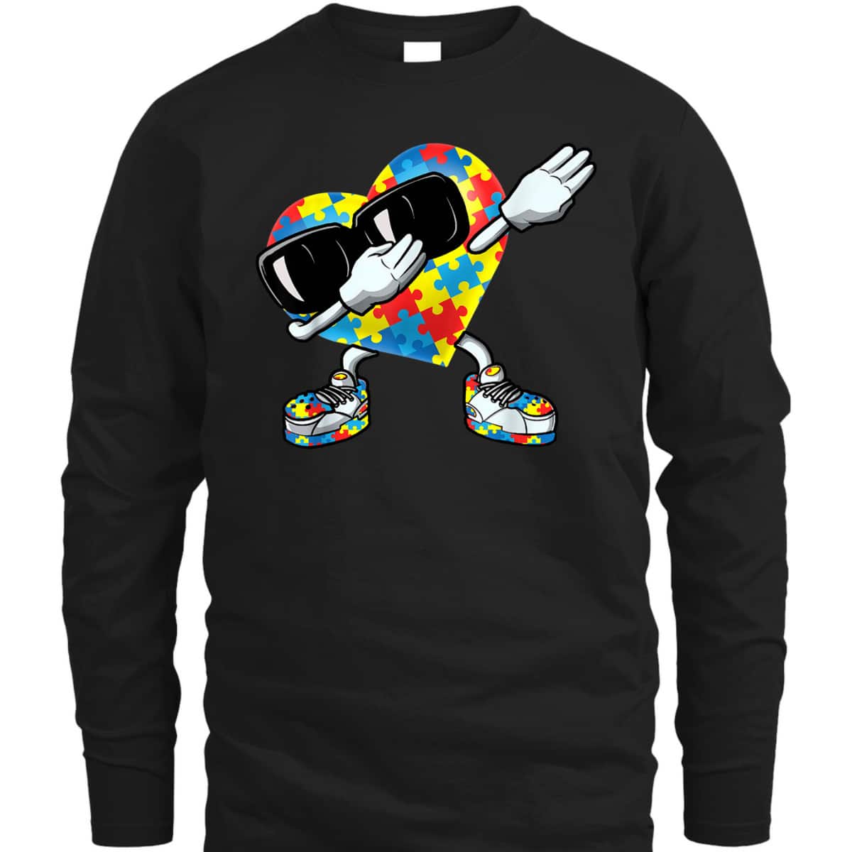 Boys Kids Dabbing Heart Autism Awareness T-Shirt