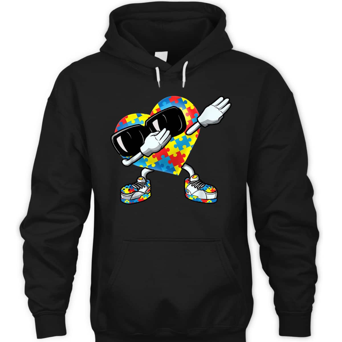 Boys Kids Dabbing Heart Autism Awareness T-Shirt