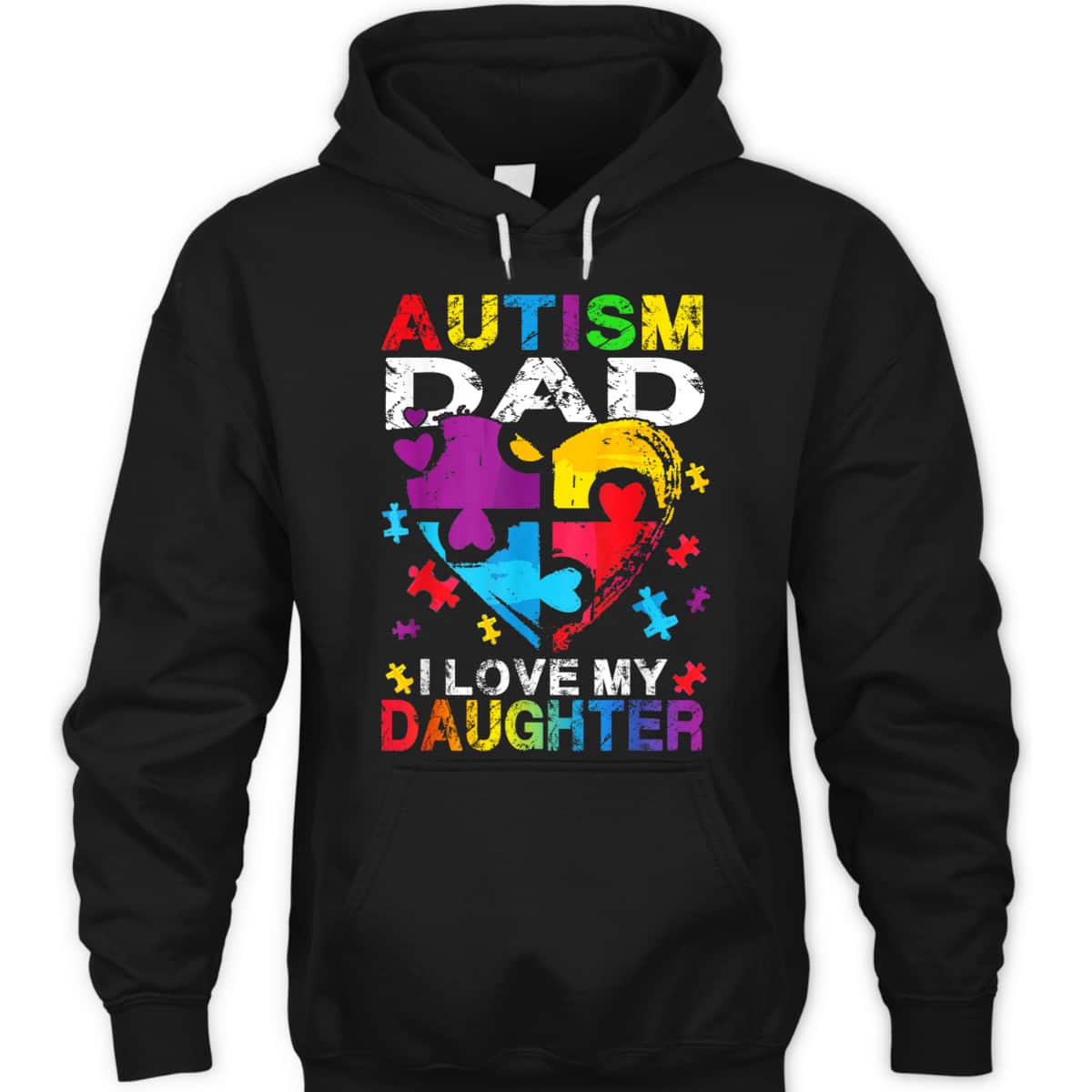 Heart Puzzle Autism Dad I Love My Daughter Autism Awareness T-Shirt