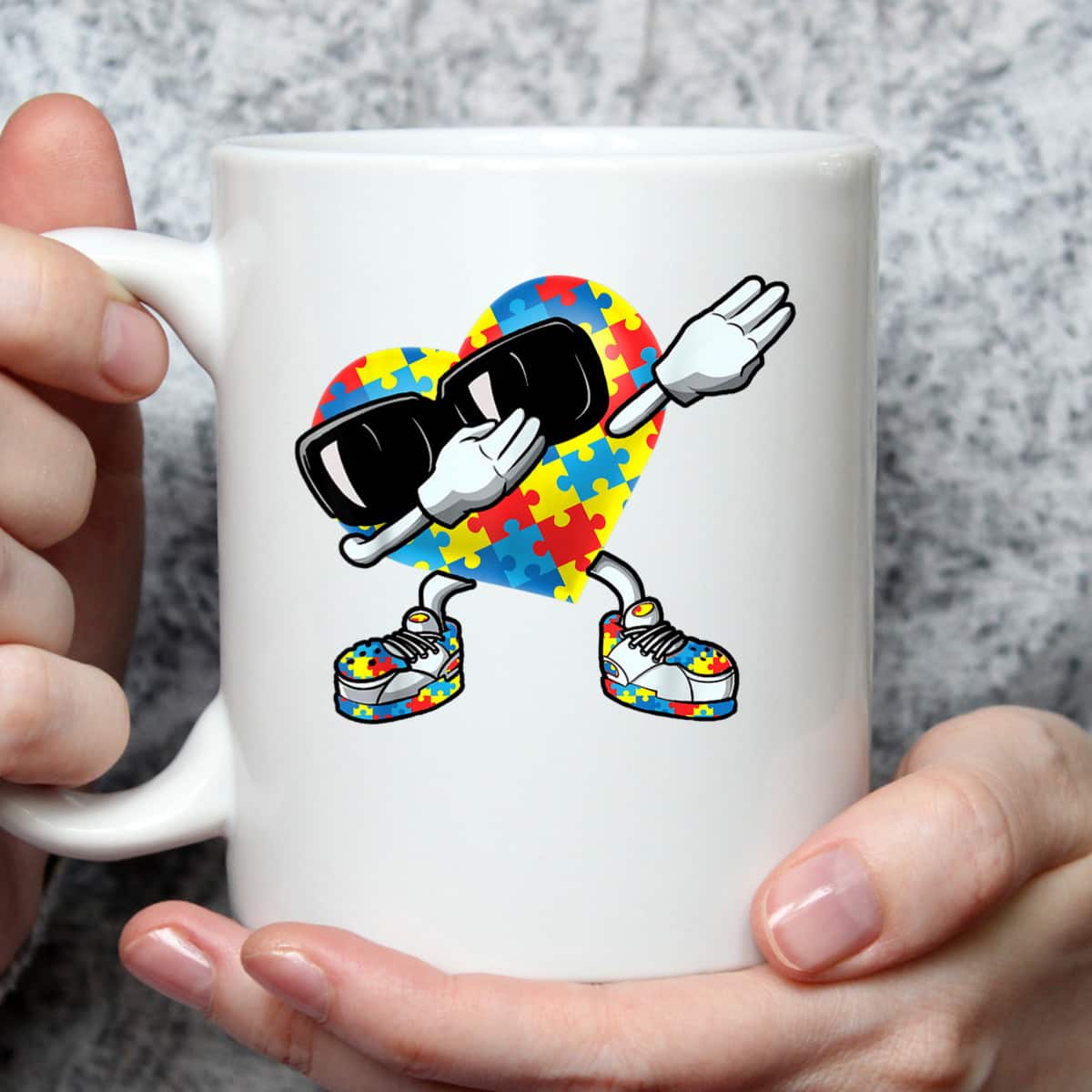 Boys Kids Dabbing Heart Autism Awareness T-Shirt