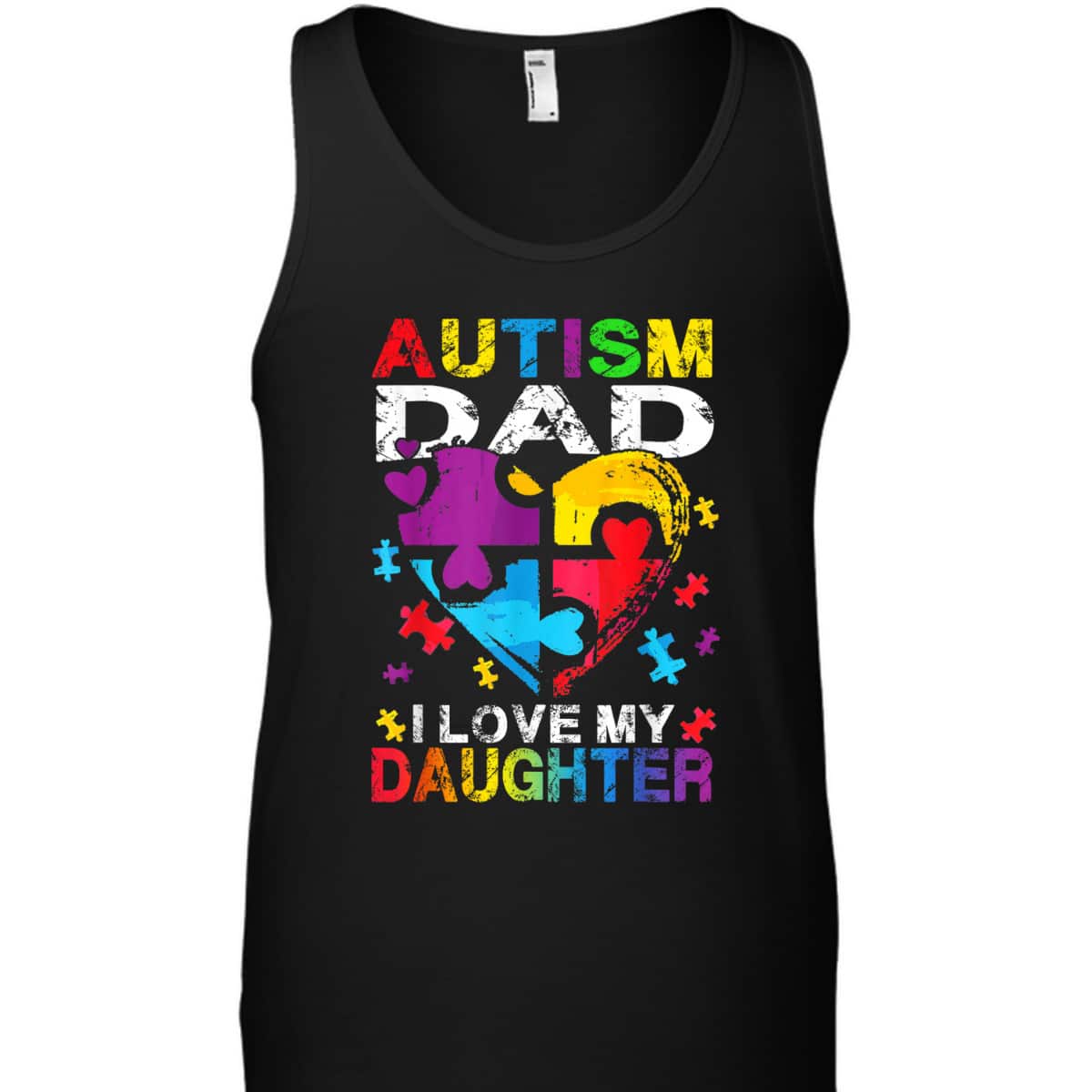 Heart Puzzle Autism Dad I Love My Daughter Autism Awareness T-Shirt
