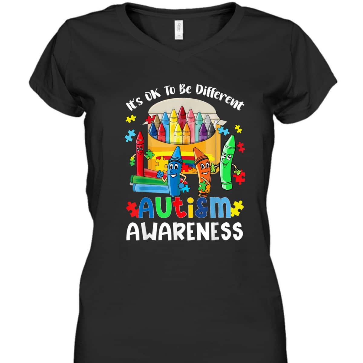 It's Ok To Be Different Cute Crayon Autism Awareness Gifts T-Shirt