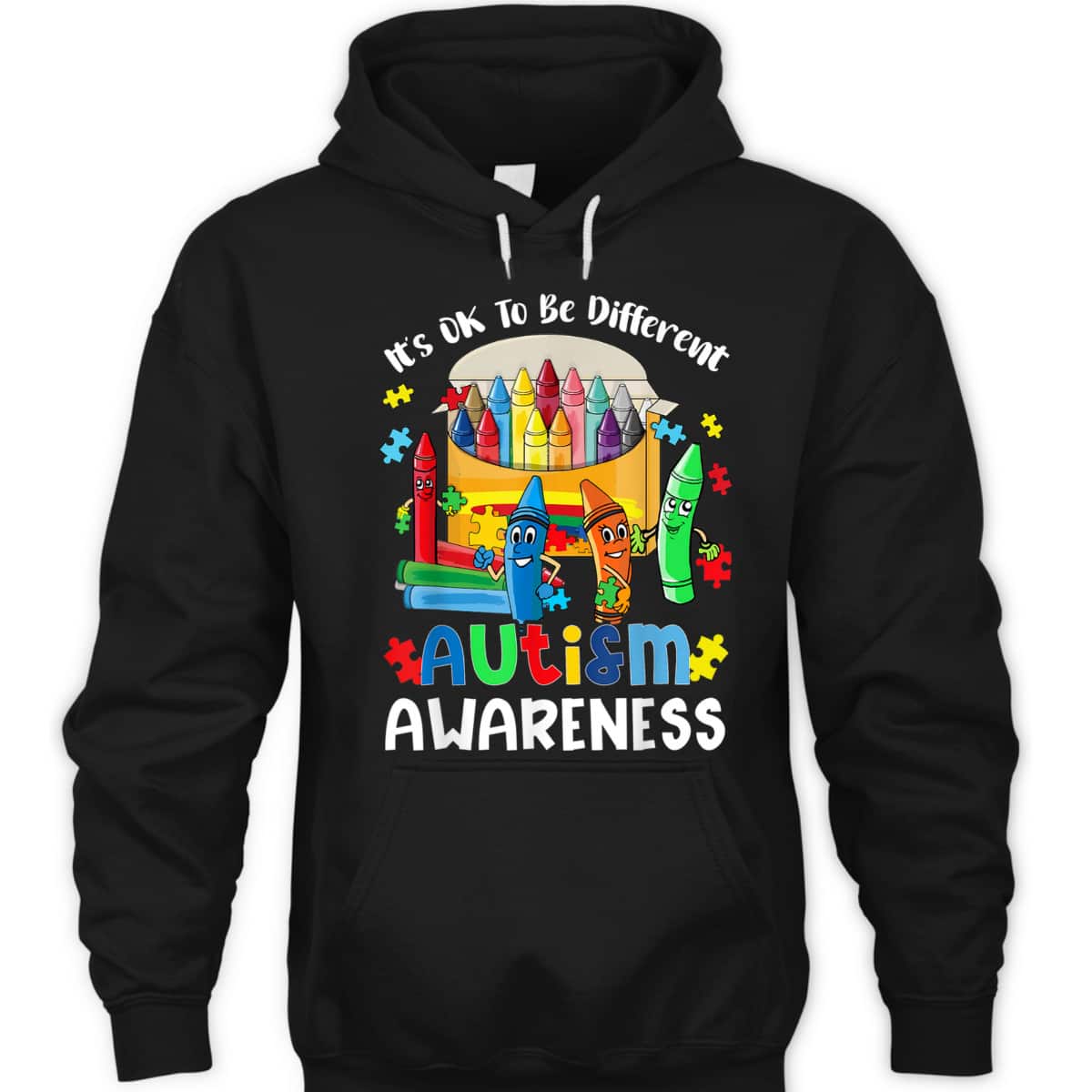 It's Ok To Be Different Cute Crayon Autism Awareness Gifts T-Shirt