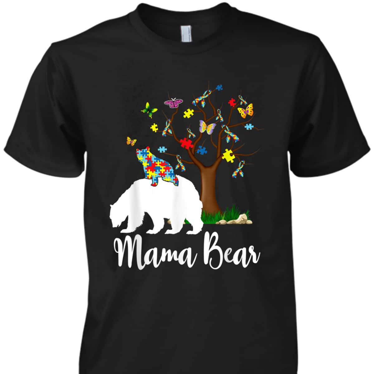 Mama Bear Autism Awareness Love Support T-Shirt