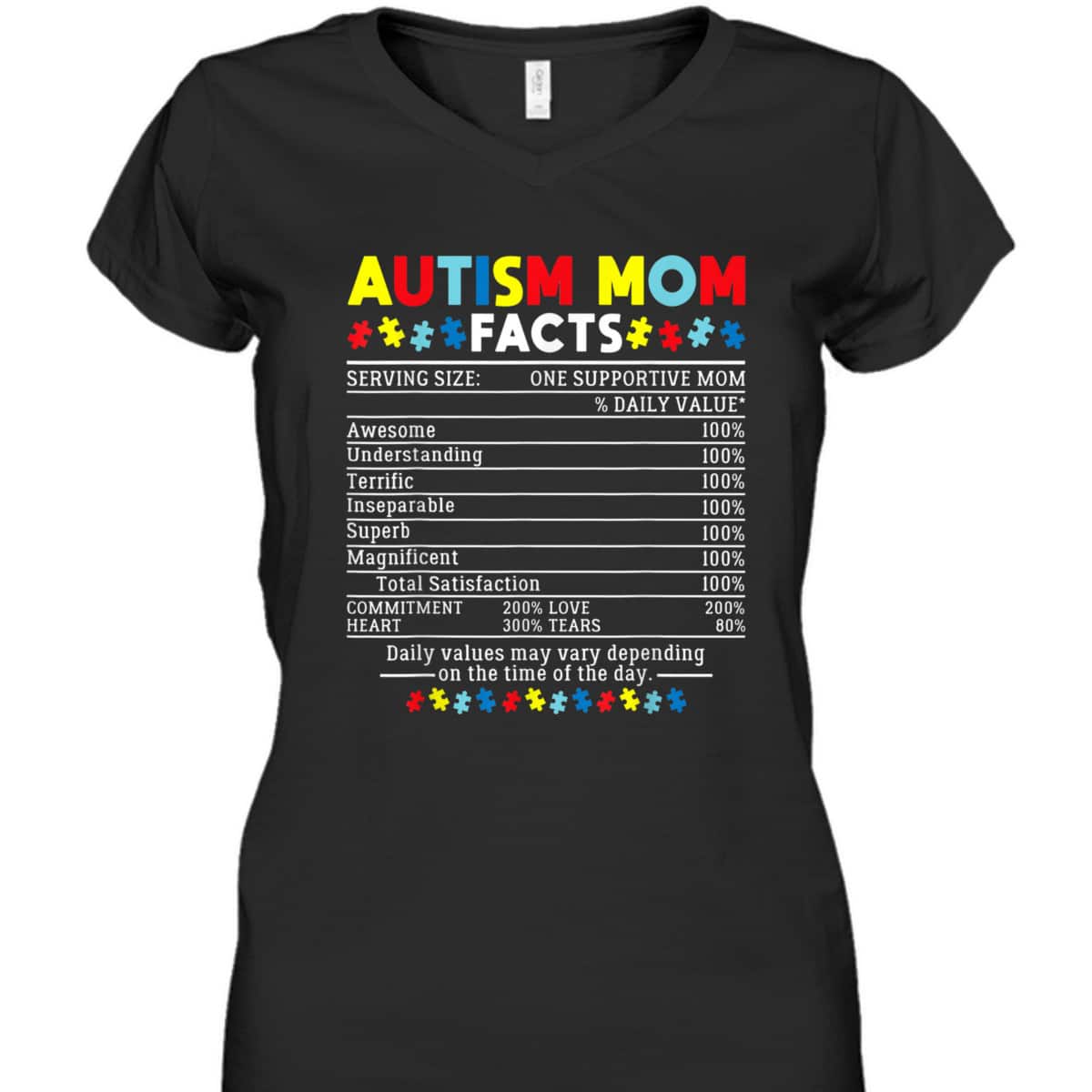 Autism Mom Facts One Supportive Mom Awareness Gift T-Shirt