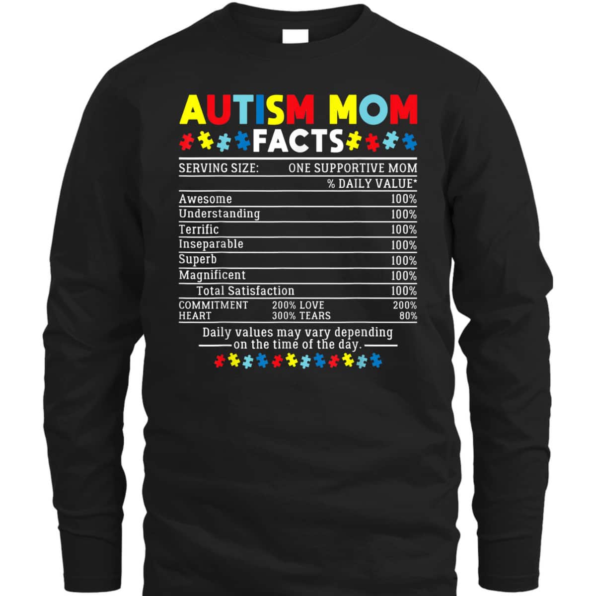 Autism Mom Facts One Supportive Mom Awareness Gift T-Shirt