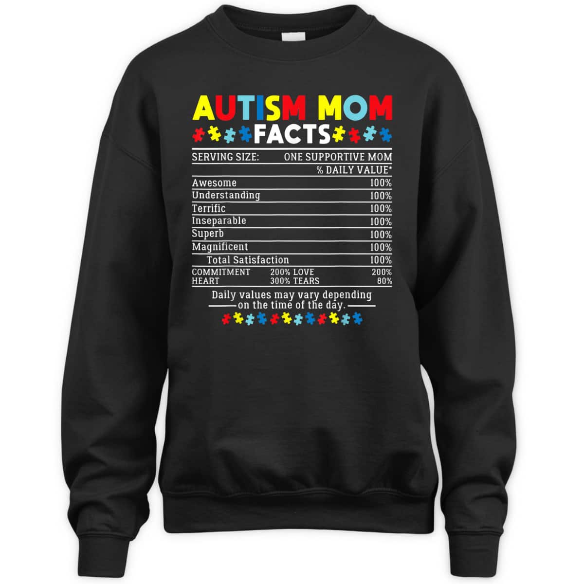 Autism Mom Facts One Supportive Mom Awareness Gift T-Shirt