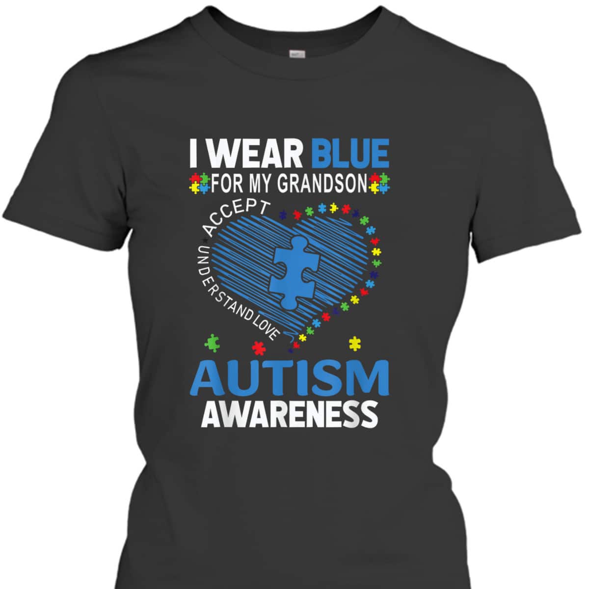 I Wear Blue For My Grandson Autism Awareness T-Shirt