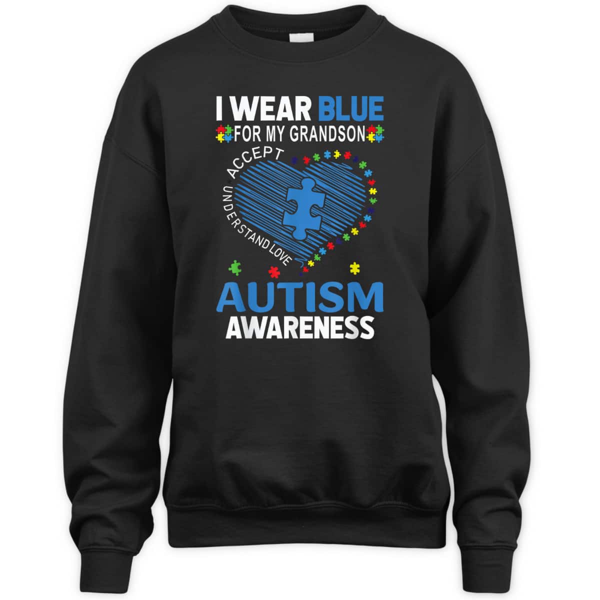 I Wear Blue For My Grandson Autism Awareness T-Shirt