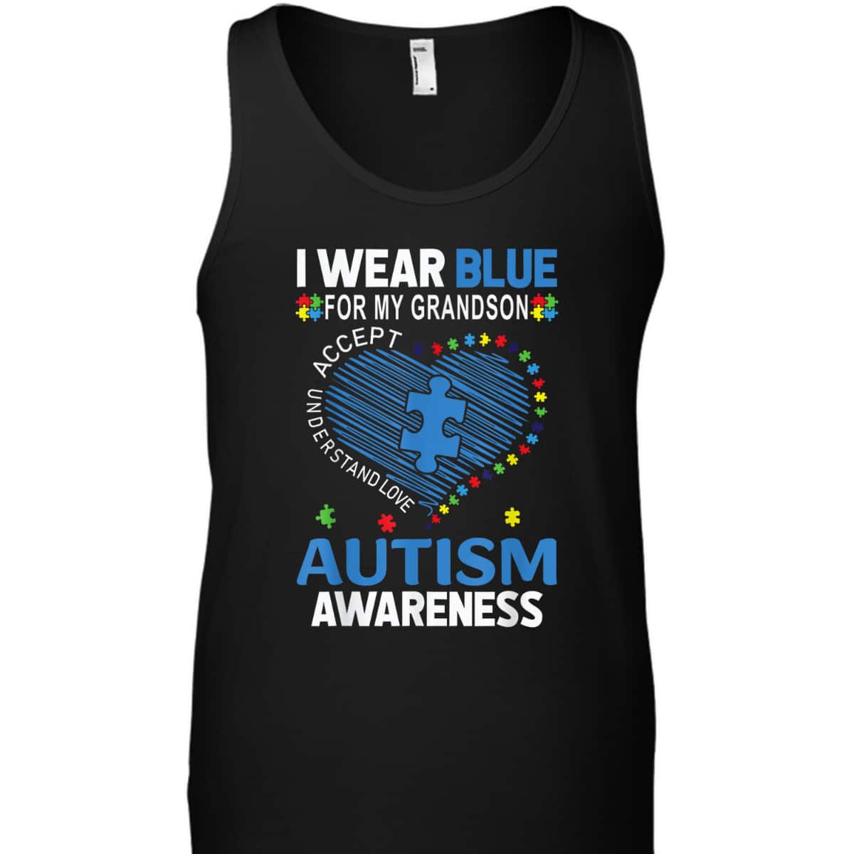 I Wear Blue For My Grandson Autism Awareness T-Shirt