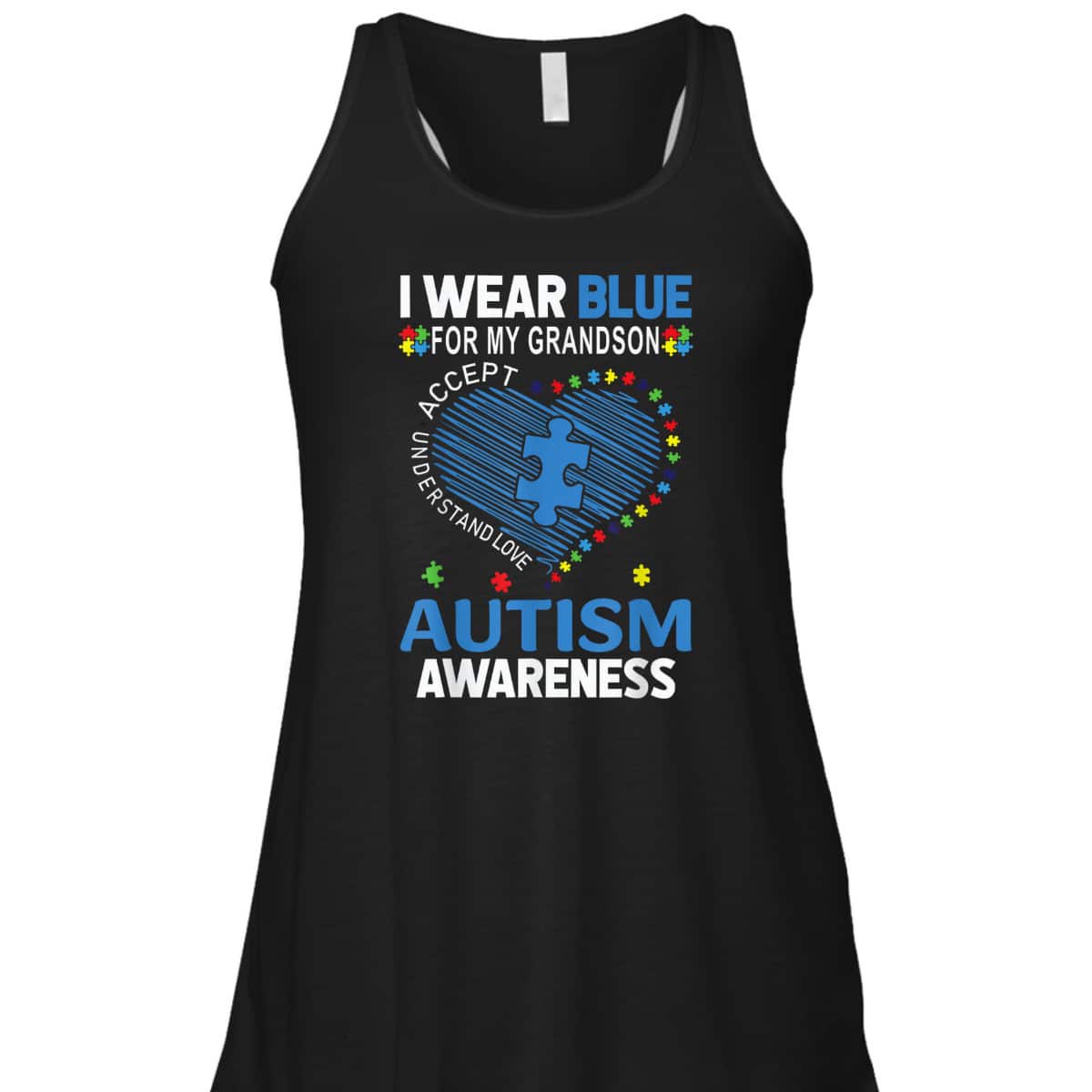 I Wear Blue For My Grandson Autism Awareness T-Shirt