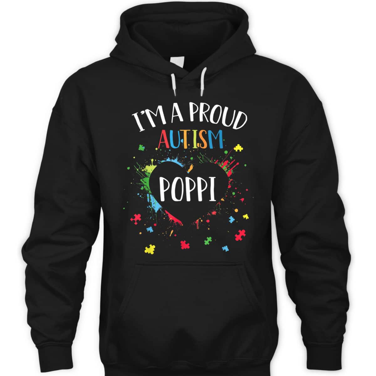 Mens Puzzle Heart I'm A Proud Autism Poppi Autism Awareness T-Shirt