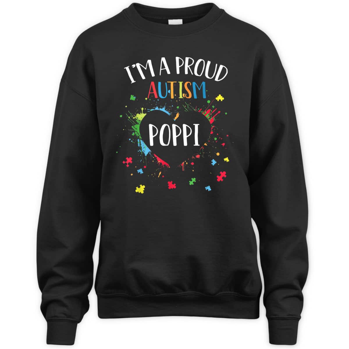 Mens Puzzle Heart I'm A Proud Autism Poppi Autism Awareness T-Shirt