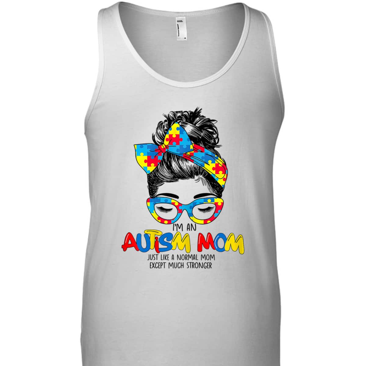 Womens I'm An Autism Mom Vintage Messy Bun T-Shirt Womens I'm An Autism Mom Vintage Messy Bun T-Shirt