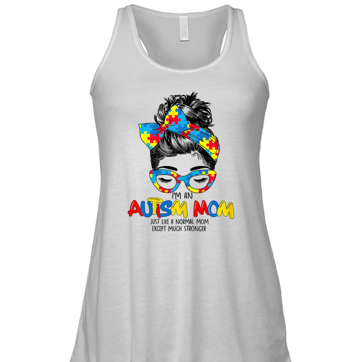 Womens I'm An Autism Mom Vintage Messy Bun T-Shirt Womens I'm An Autism Mom Vintage Messy Bun T-Shirt
