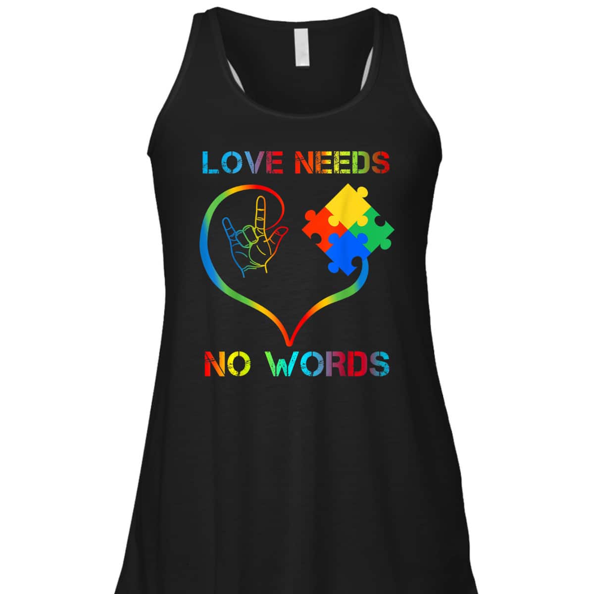 Autism Awareness Love Needs No Words Color Puzzle Gift T-Shirt