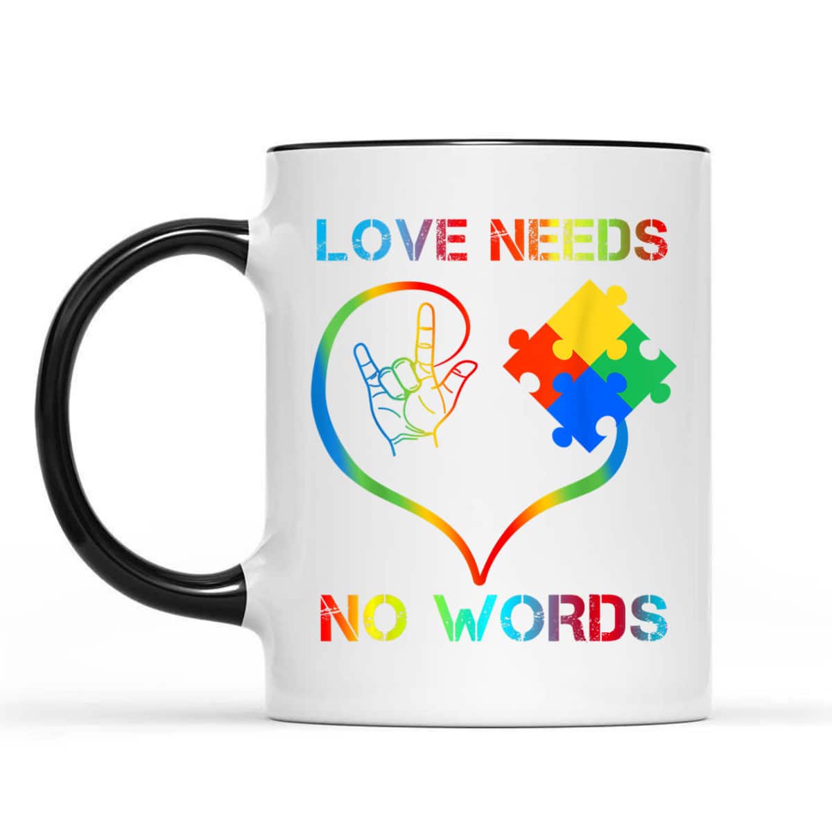 Autism Awareness Love Needs No Words Color Puzzle Gift T-Shirt