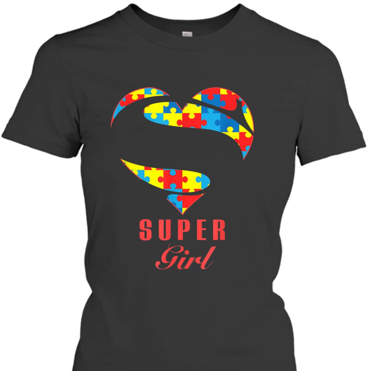 Super Girl Autism Awareness Gifts Autism Heart T-Shirt