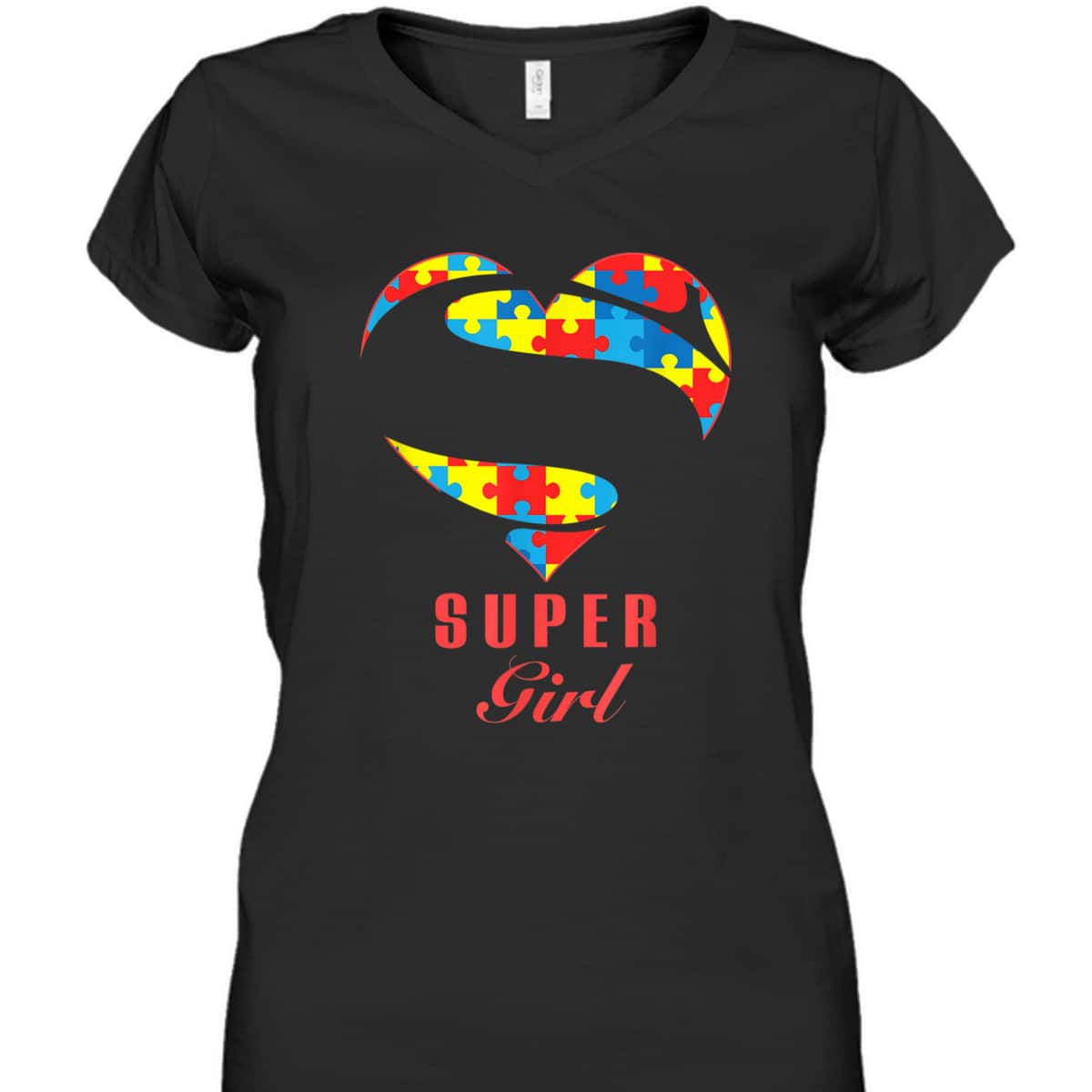 Super Girl Autism Awareness Gifts Autism Heart T-Shirt