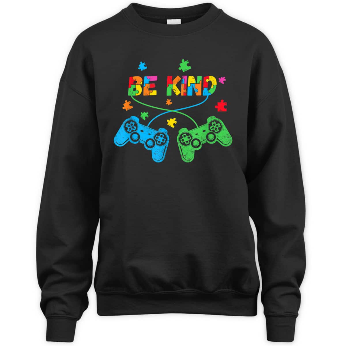 Vintage Video Gamer Puzzle Piece Autism Awareness Be Kind T-Shirt