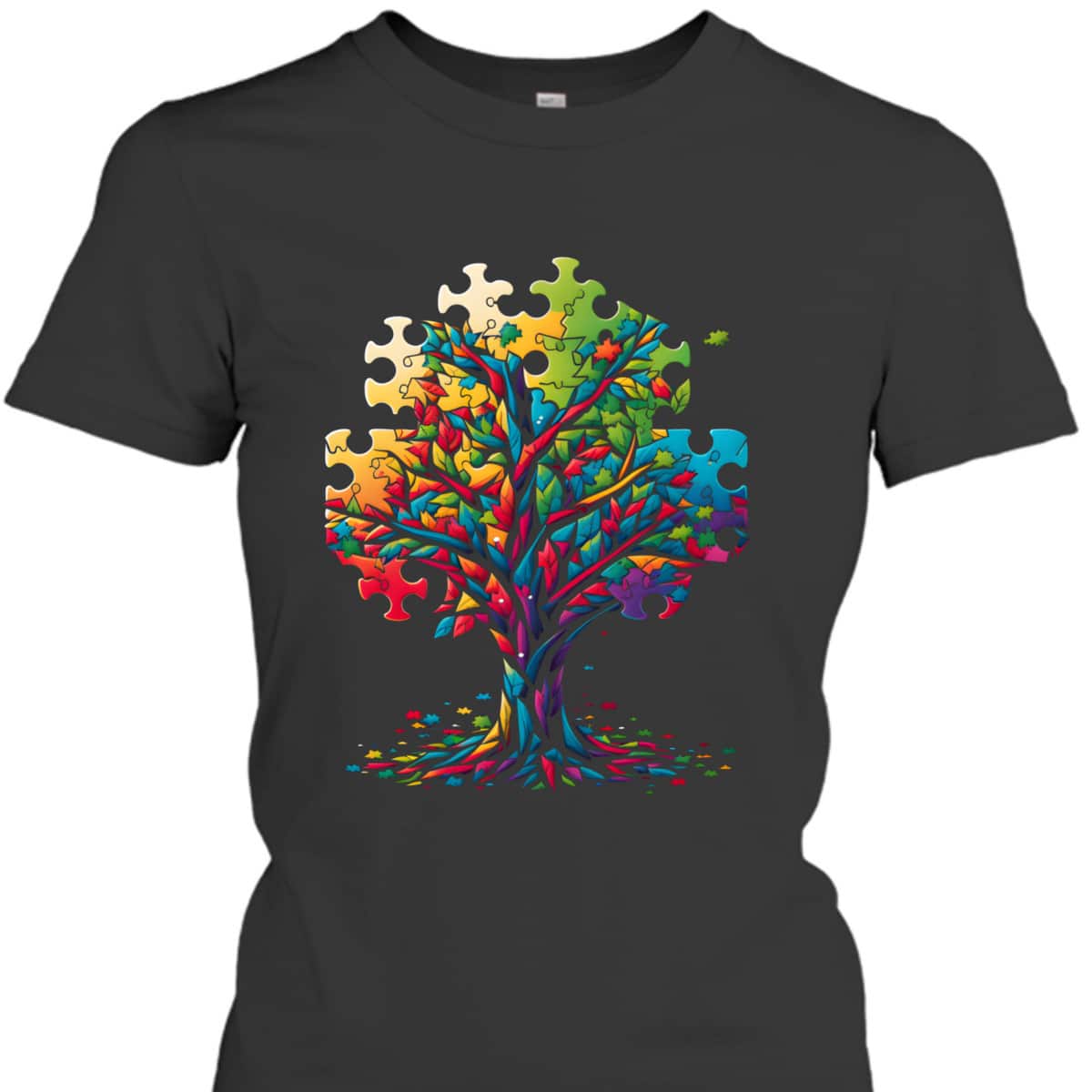 Neurodiversity Autism Awareness Colorful Tree Puzzle Pieces T-Shirt Neurodiversity Autism Awareness Colorful Tree Puzzle Pieces T-Shirt