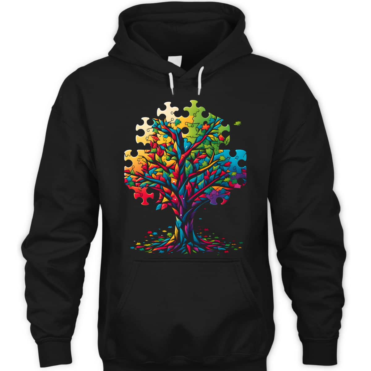 Neurodiversity Autism Awareness Colorful Tree Puzzle Pieces T-Shirt