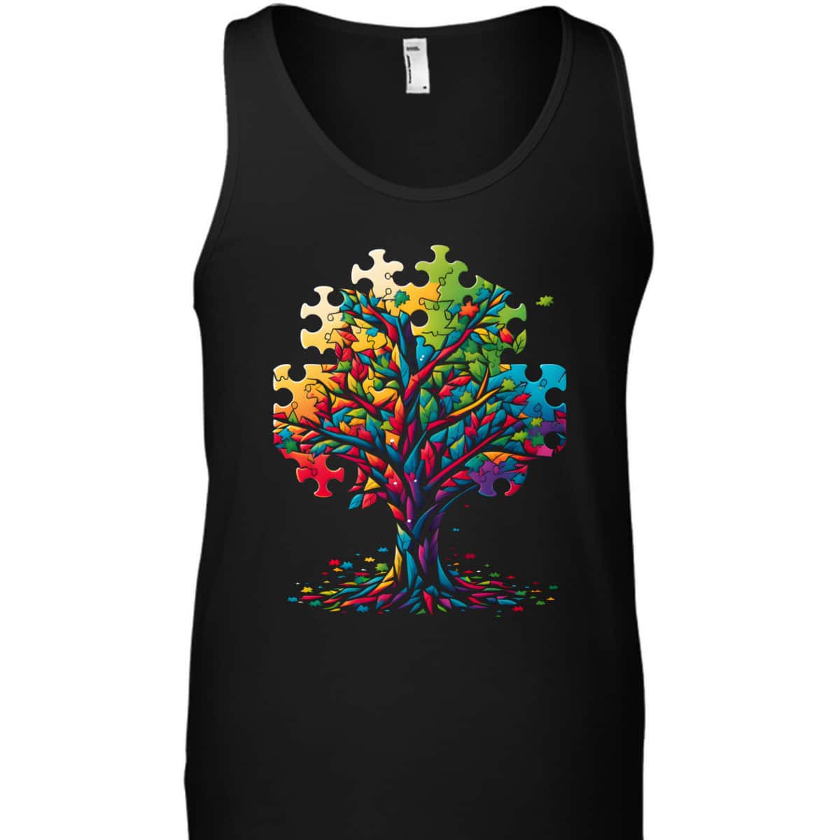 Neurodiversity Autism Awareness Colorful Tree Puzzle Pieces T-Shirt