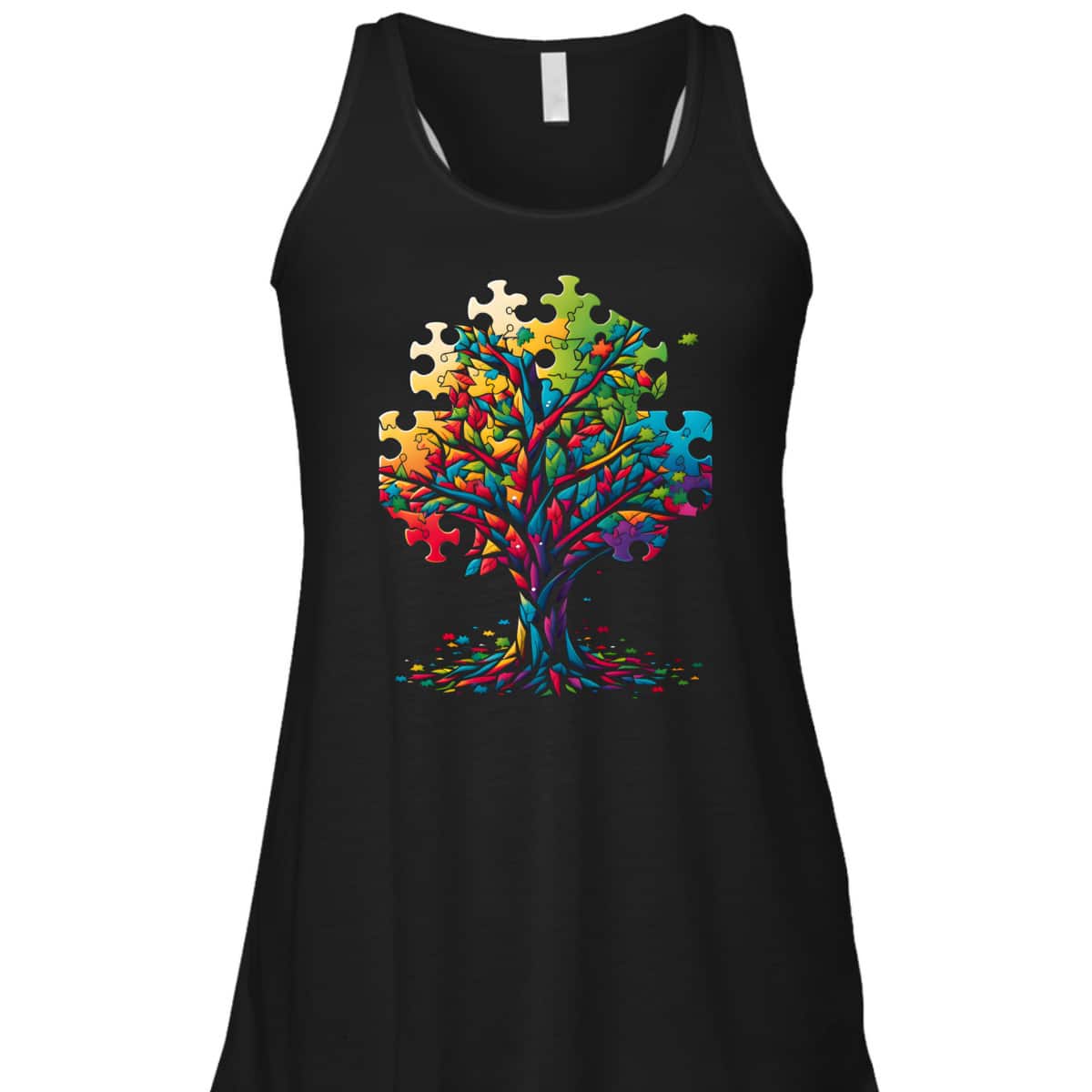 Neurodiversity Autism Awareness Colorful Tree Puzzle Pieces T-Shirt