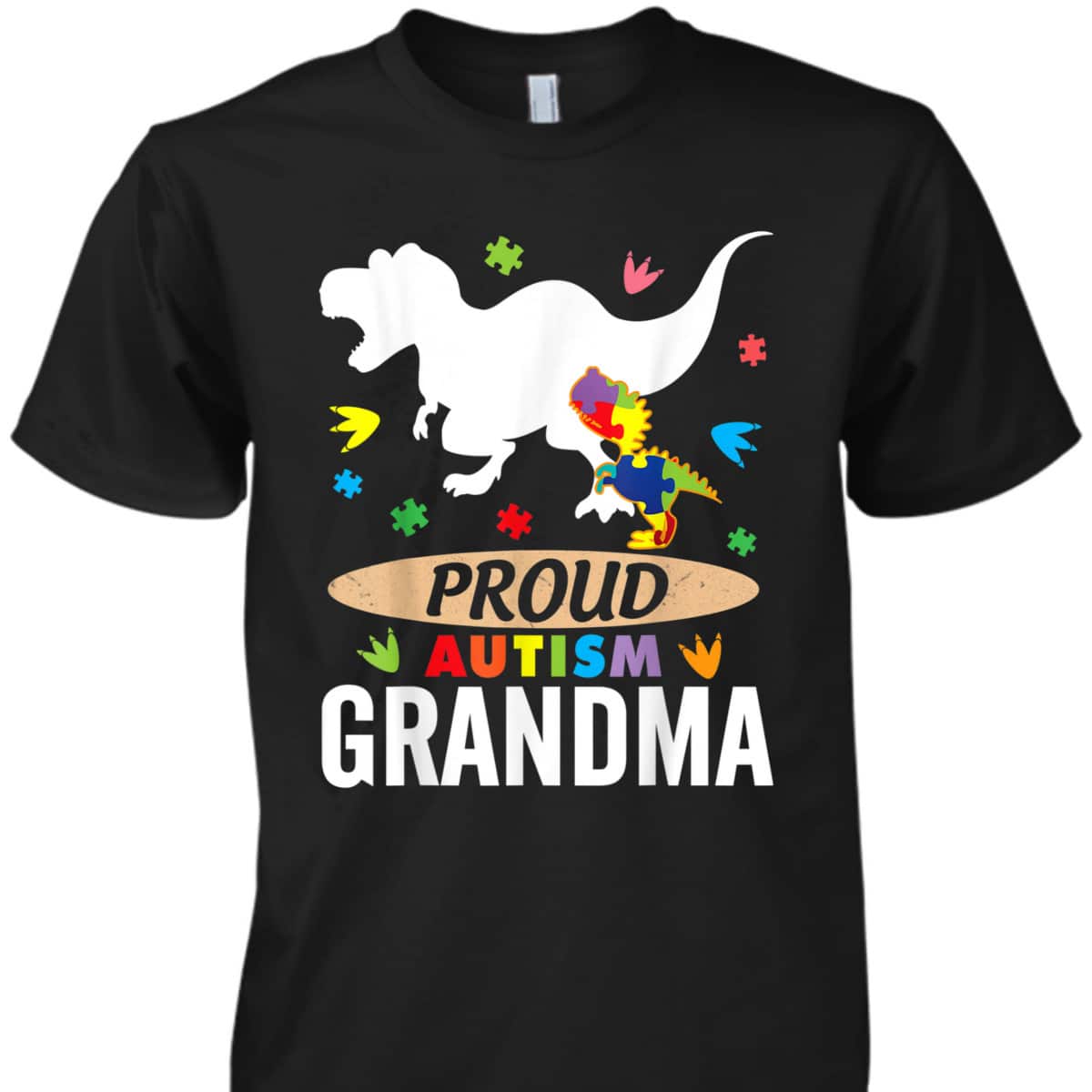 Big Dinosaur T-rex & Autism Child Proud Autism Grandma T-Shirt Big Dinosaur T-rex & Autism Child Proud Autism Grandma T-Shirt