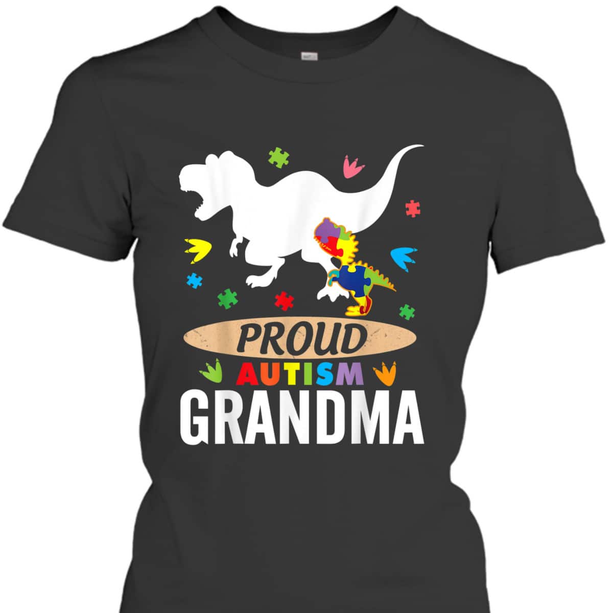 Big Dinosaur T-rex & Autism Child Proud Autism Grandma T-Shirt Big Dinosaur T-rex & Autism Child Proud Autism Grandma T-Shirt