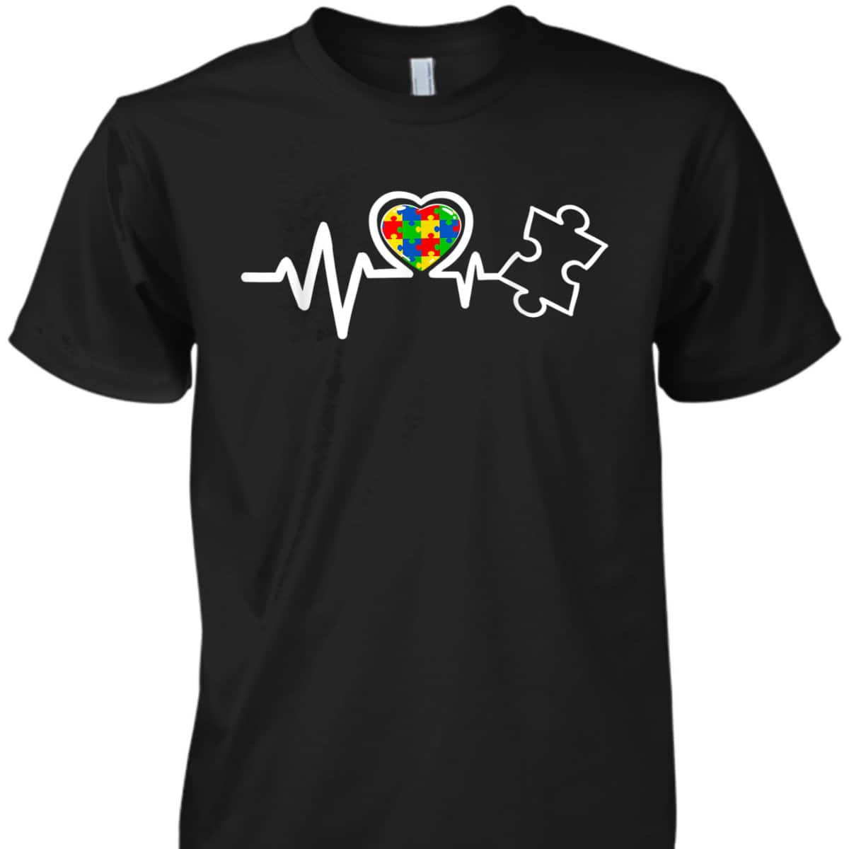 Heart Puzzle Piece Heartbeat Cool Autism Awareness T-Shirt Heart Puzzle Piece Heartbeat Cool Autism Awareness T-Shirt