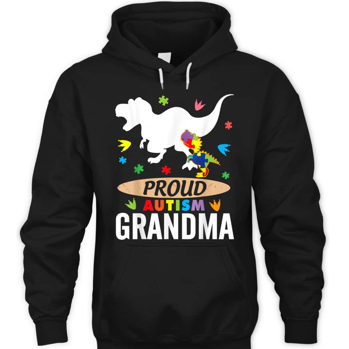 Big Dinosaur T-rex & Autism Child Proud Autism Grandma T-Shirt