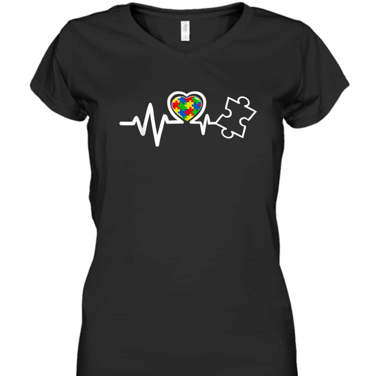 Heart Puzzle Piece Heartbeat Cool Autism Awareness T-Shirt Heart Puzzle Piece Heartbeat Cool Autism Awareness T-Shirt