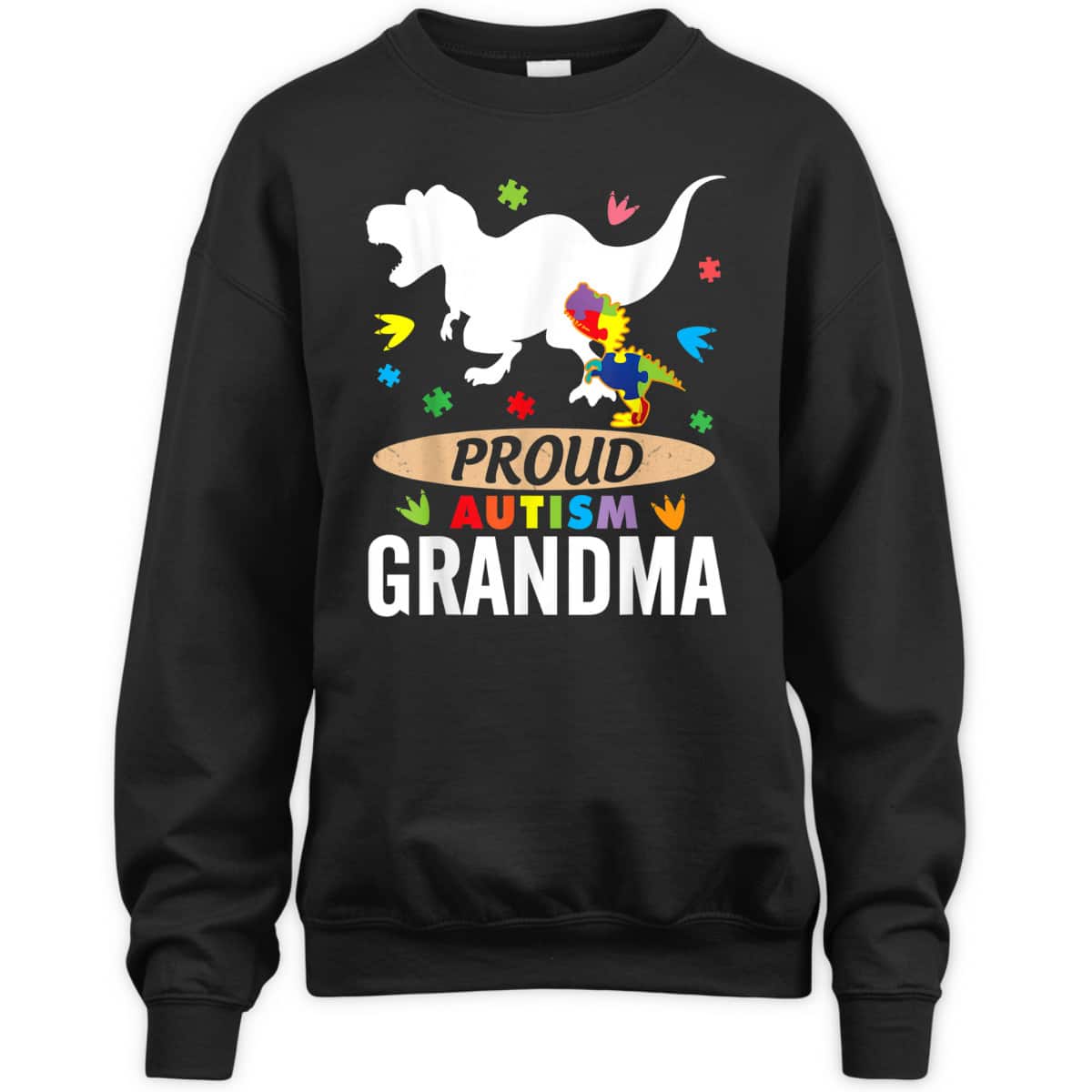 Big Dinosaur T-rex & Autism Child Proud Autism Grandma T-Shirt
