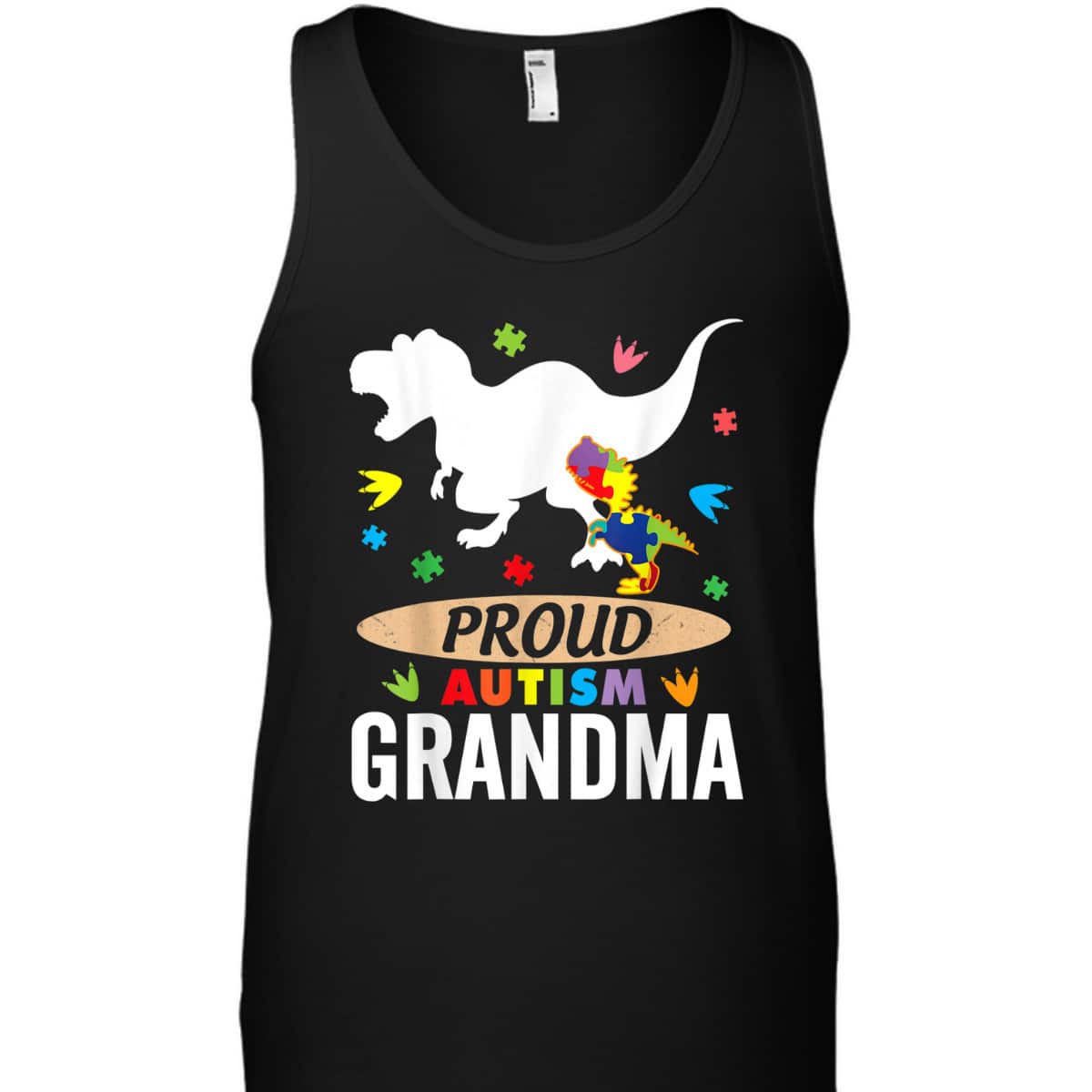 Big Dinosaur T-rex & Autism Child Proud Autism Grandma T-Shirt