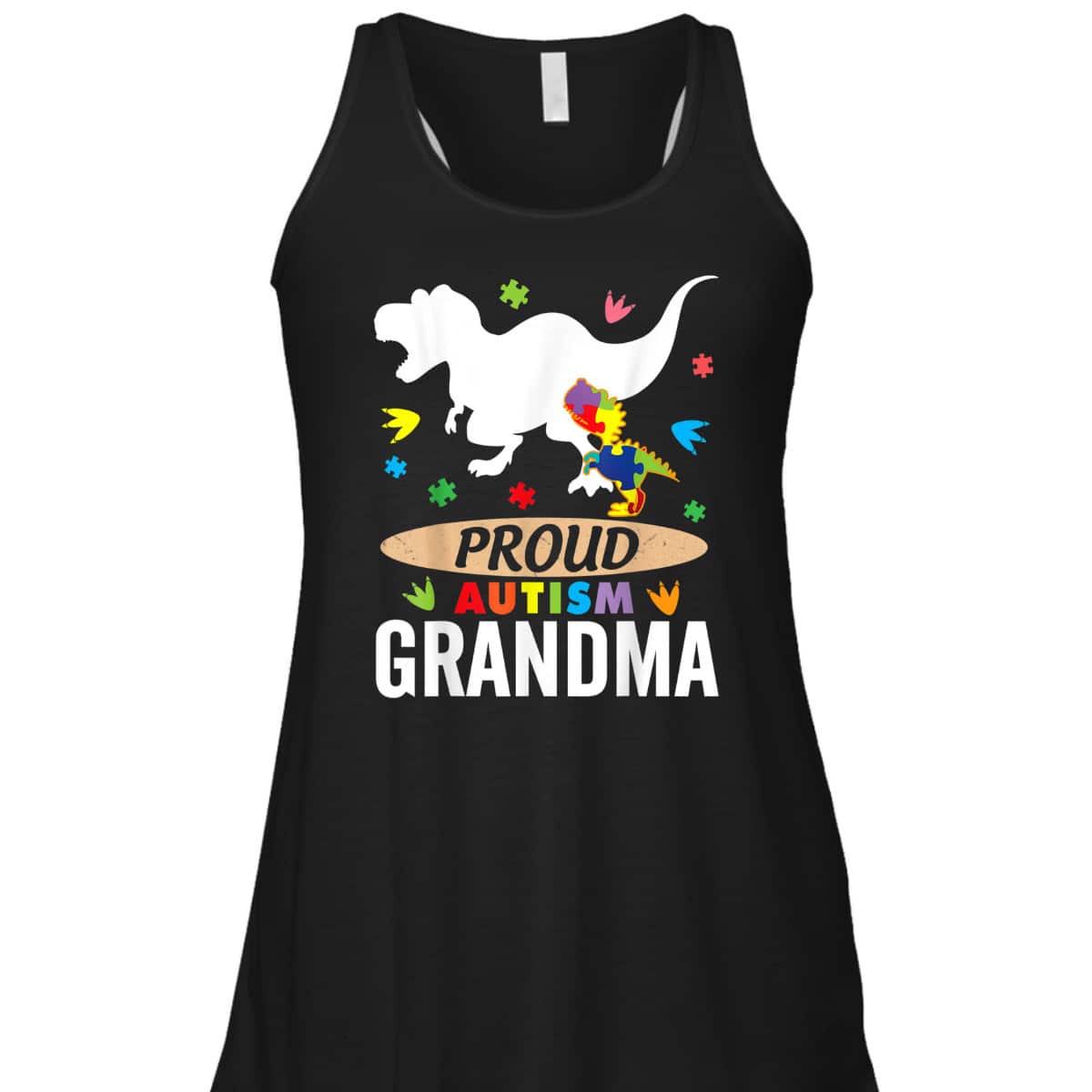 Big Dinosaur T-rex & Autism Child Proud Autism Grandma T-Shirt