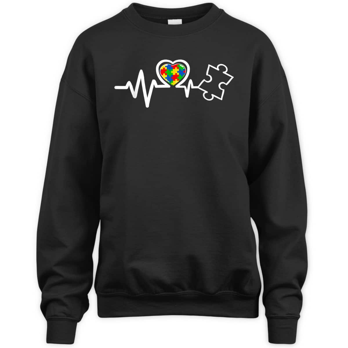 Heart Puzzle Piece Heartbeat Cool Autism Awareness T-Shirt