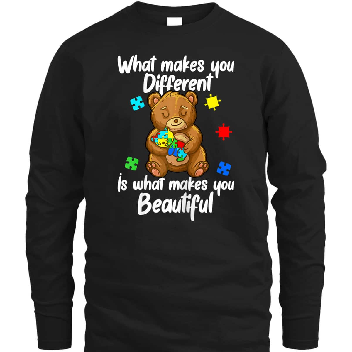 Womens Cute Baby And Mama Bear Puzzle Child Autism Awareness T-Shirt