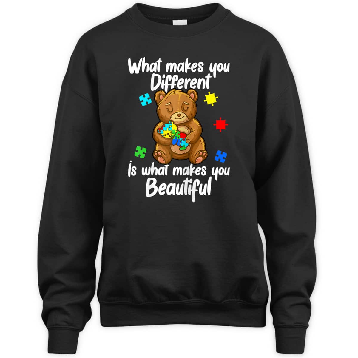 Womens Cute Baby And Mama Bear Puzzle Child Autism Awareness T-Shirt