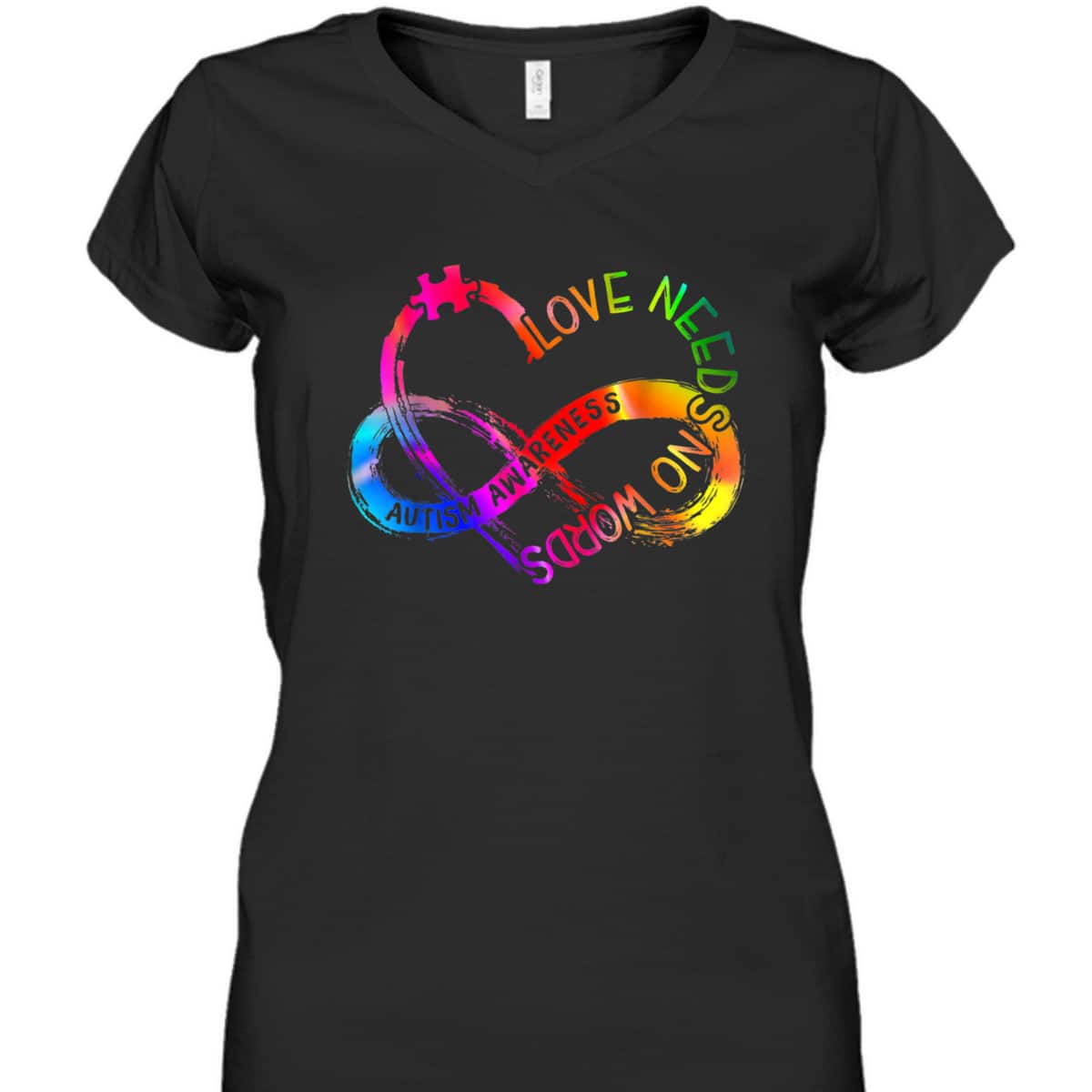 Tie Dye Infinity Heart Love Autism Awareness Needs No Words T-Shirt