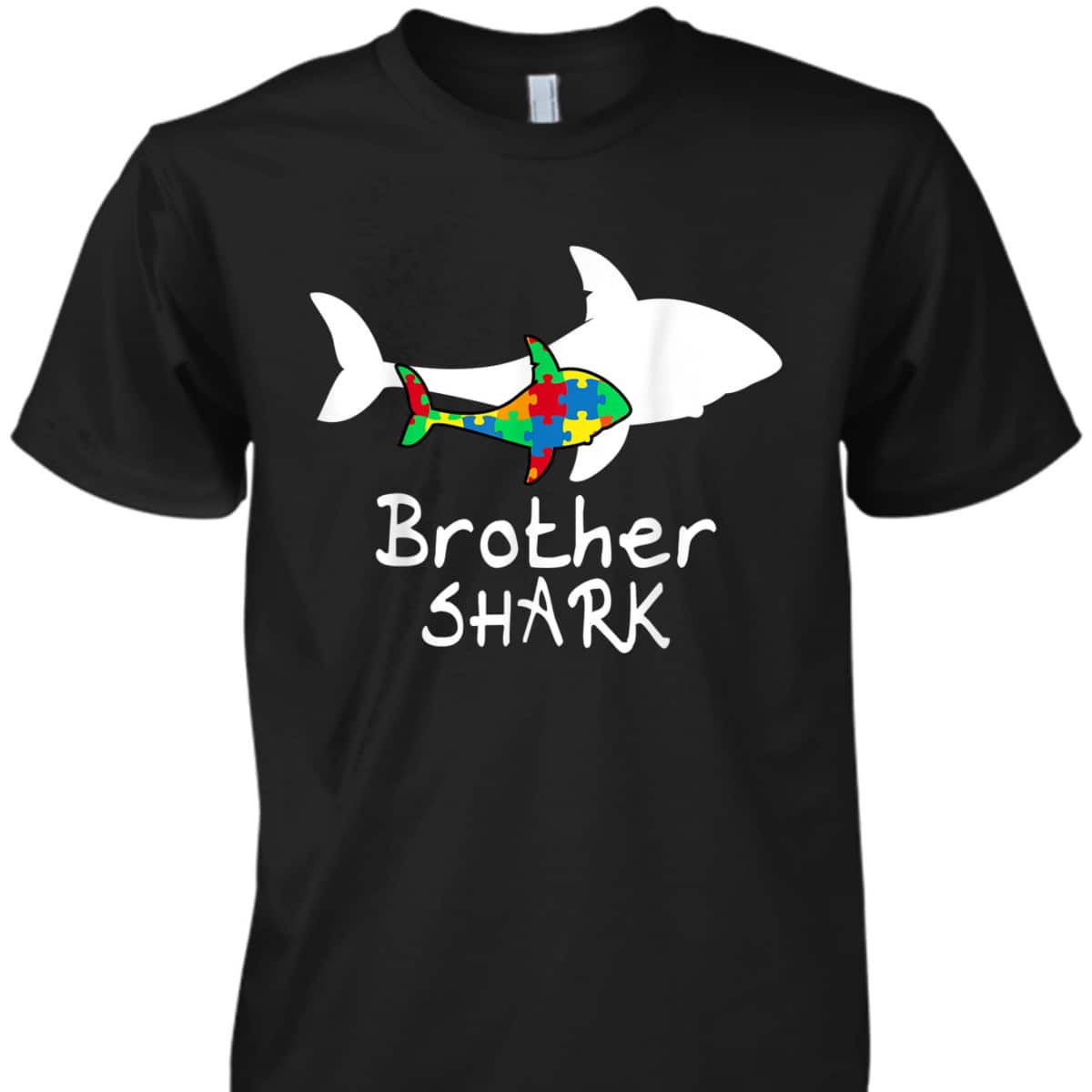 Brother Shark Puzzle Piece Cool Autism Awareness Gift T-Shirt