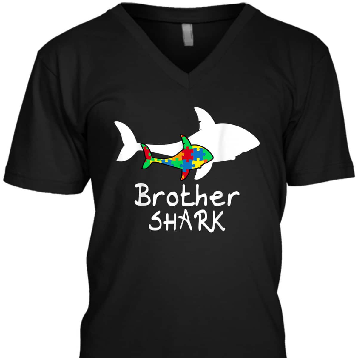 Brother Shark Puzzle Piece Cool Autism Awareness Gift T-Shirt